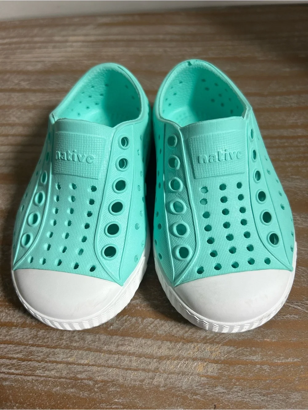 Native Kids Slip-On Water Shoes in Mint Green and White
